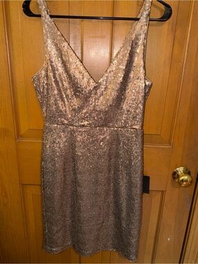 Lulu's Bronze Gold Sequin Midi Dress